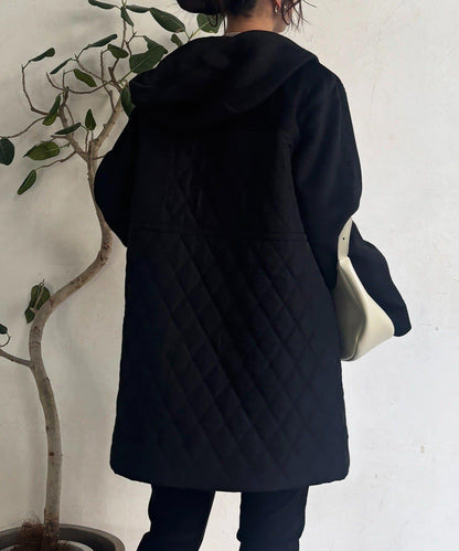 異材質拼接絎縫大衣