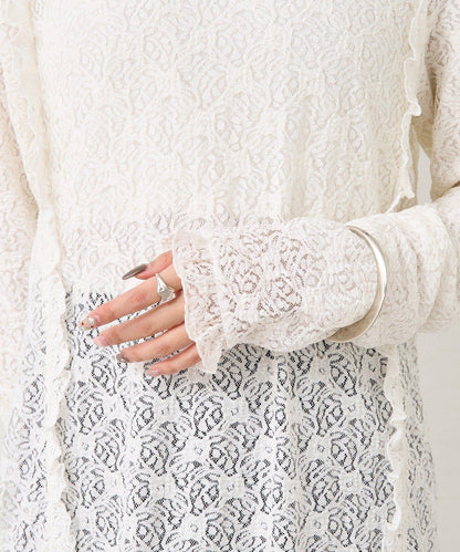 拼接蕾絲連衣裙