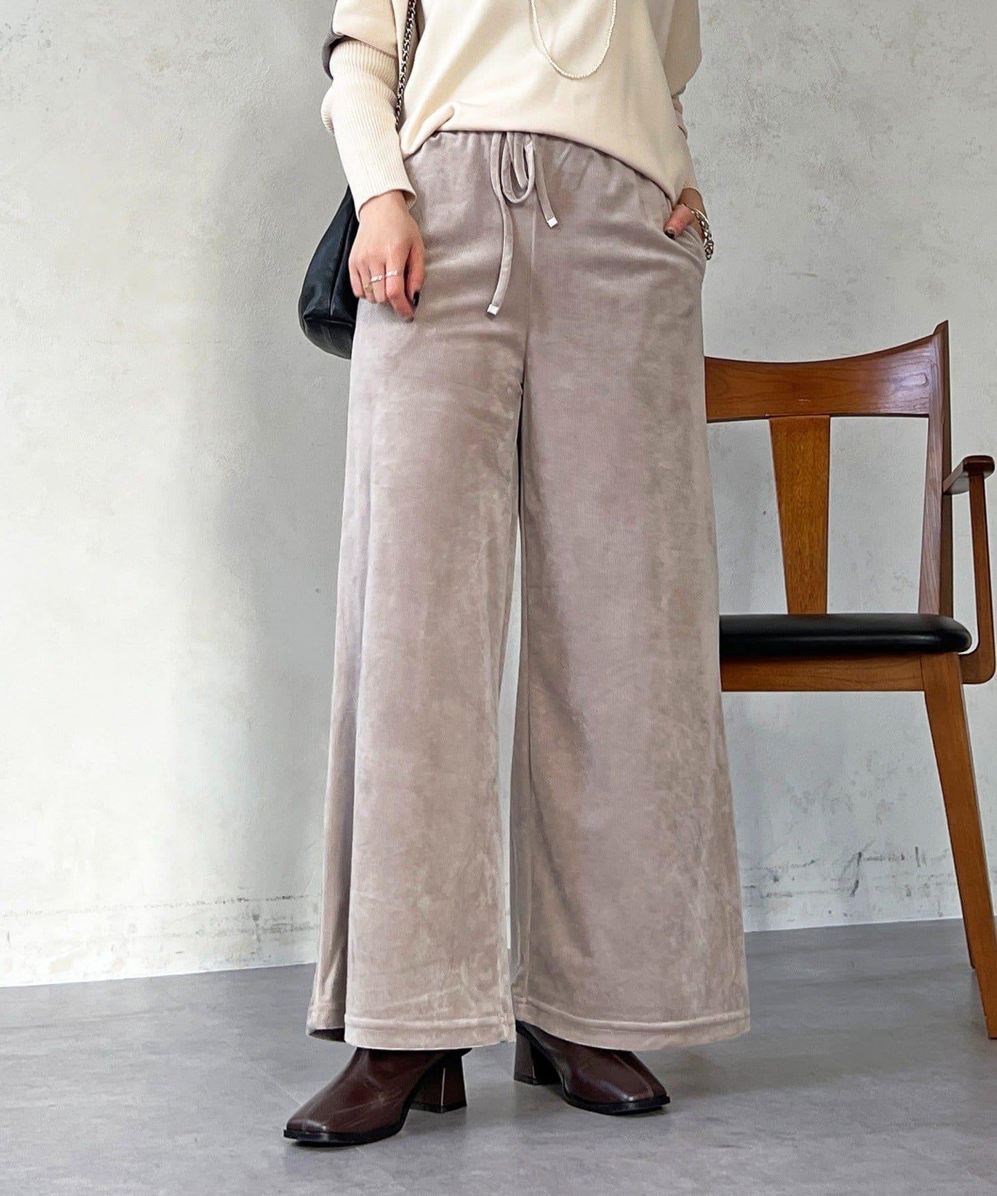 燈芯絨闊腿褲