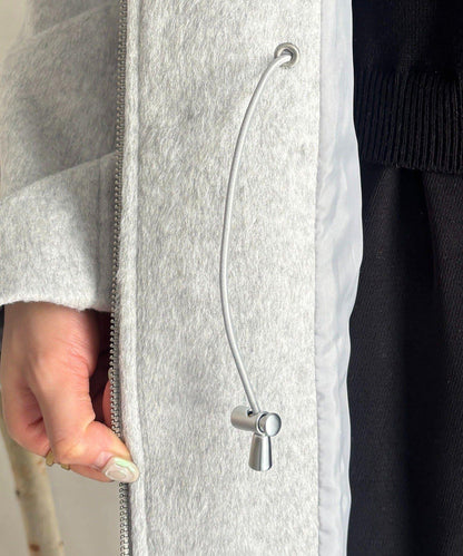 異材質拼接絎縫大衣