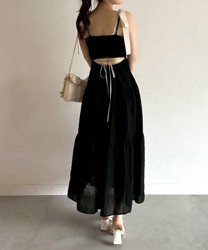 背部鏤空吊帶連衣裙