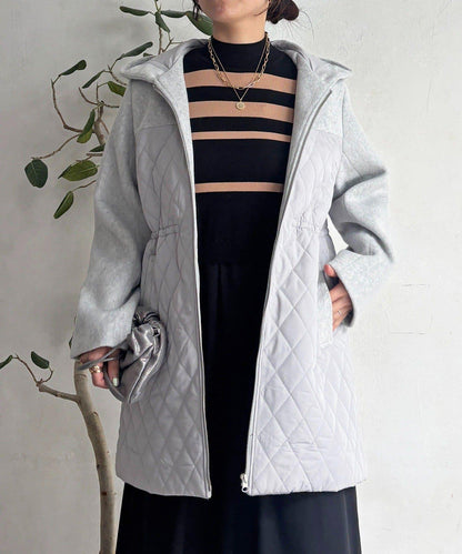 異材質拼接絎縫大衣