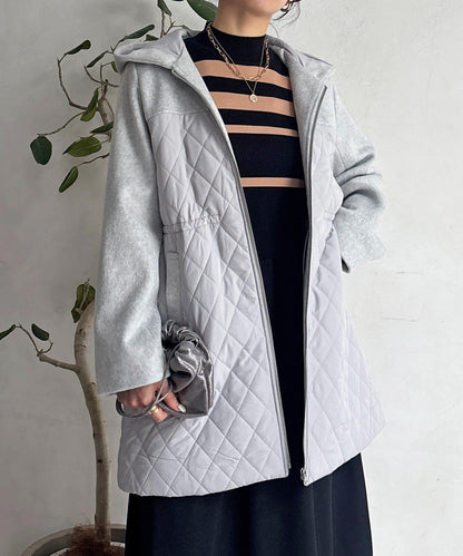 異材質拼接絎縫大衣