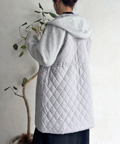 異材質拼接絎縫大衣