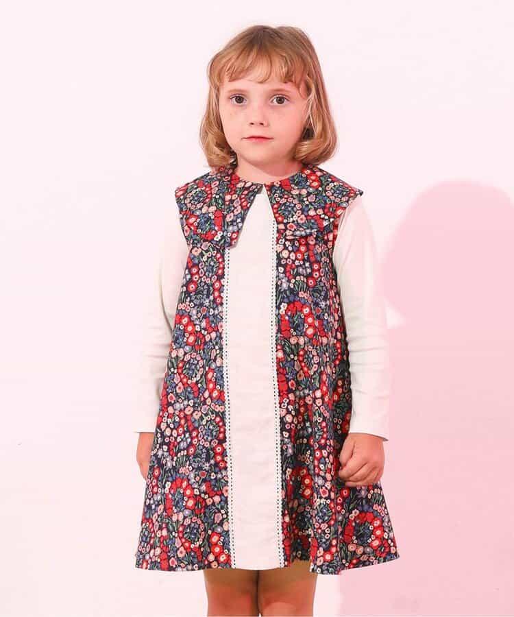 【兒童】米色針織連衣裙