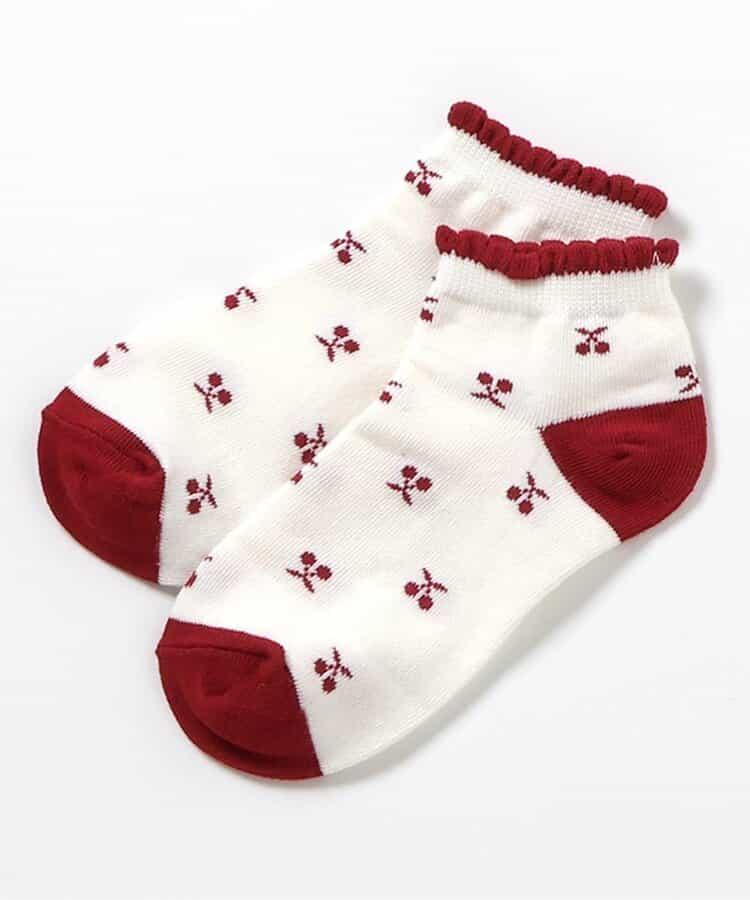 花朵・愛心・櫻桃圖案短襪