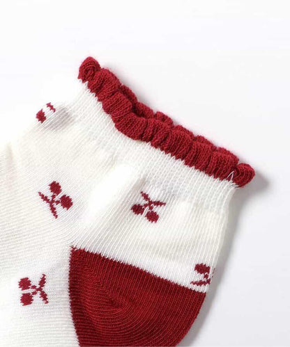 花朵・愛心・櫻桃圖案短襪