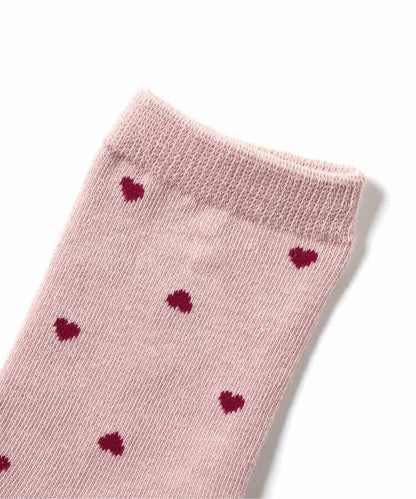 櫻桃心形花朵圖案中筒襪