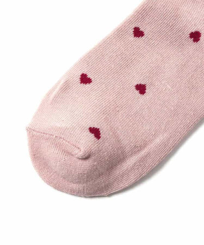 櫻桃心形花朵圖案中筒襪