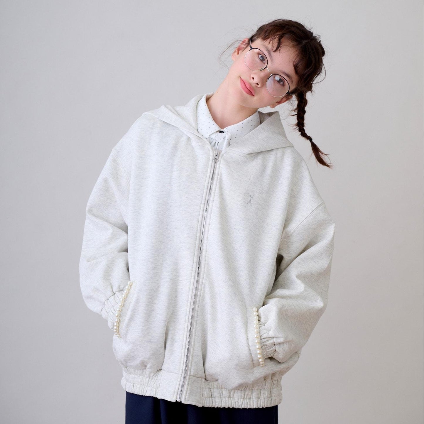 加絨雙面布拉鏈連帽衛衣