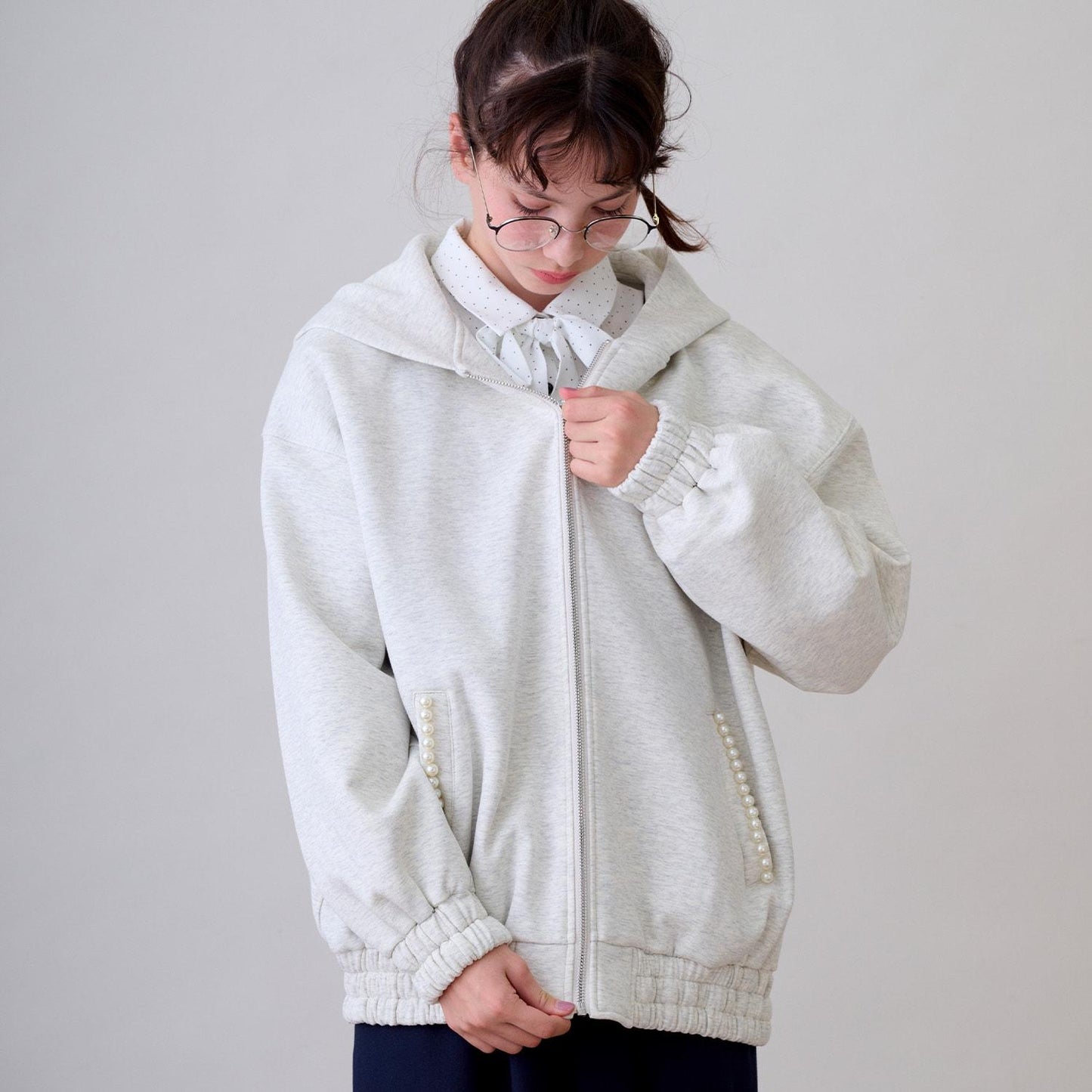 加絨雙面布拉鏈連帽衛衣