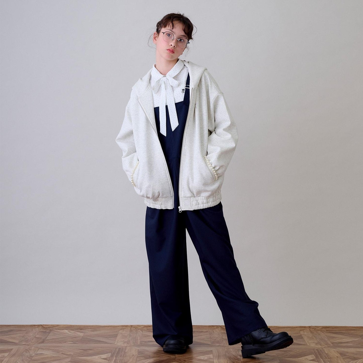 加絨雙面布拉鏈連帽衛衣