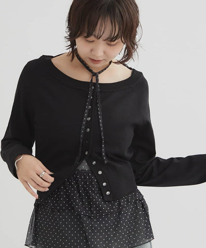【顯瘦開衫】透明紐扣開衫
