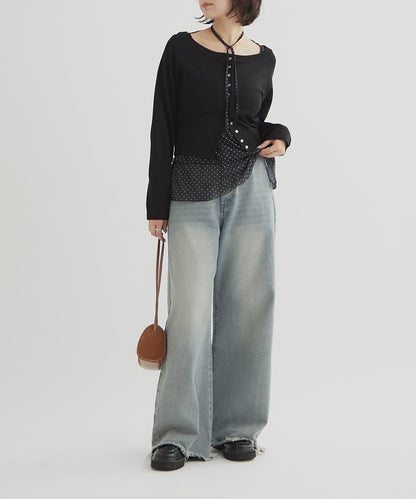 【顯瘦開衫】透明紐扣開衫