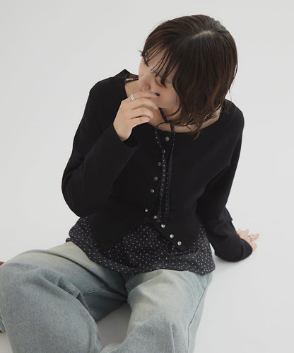 【顯瘦開衫】透明紐扣開衫