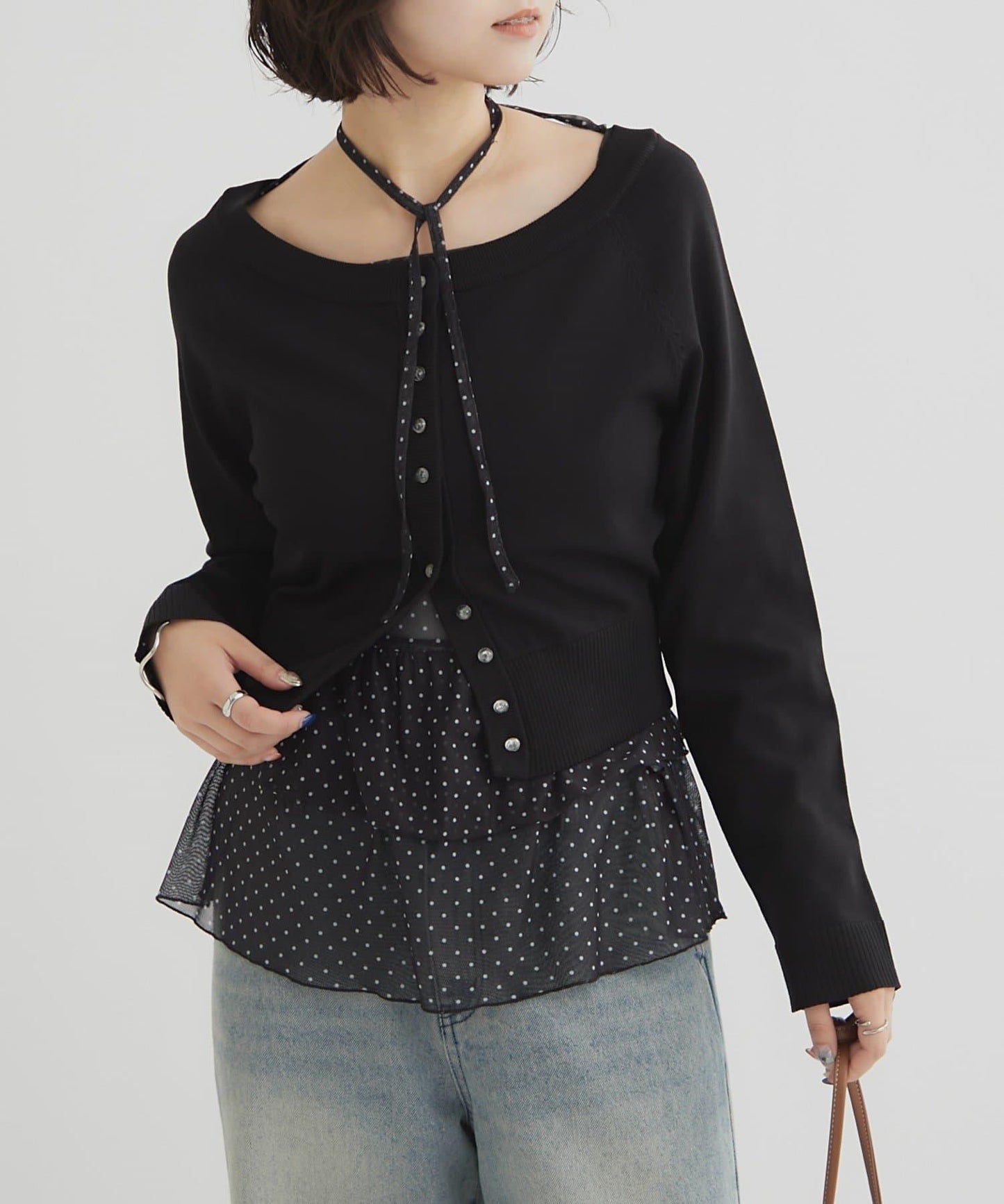 【顯瘦開衫】透明紐扣開衫