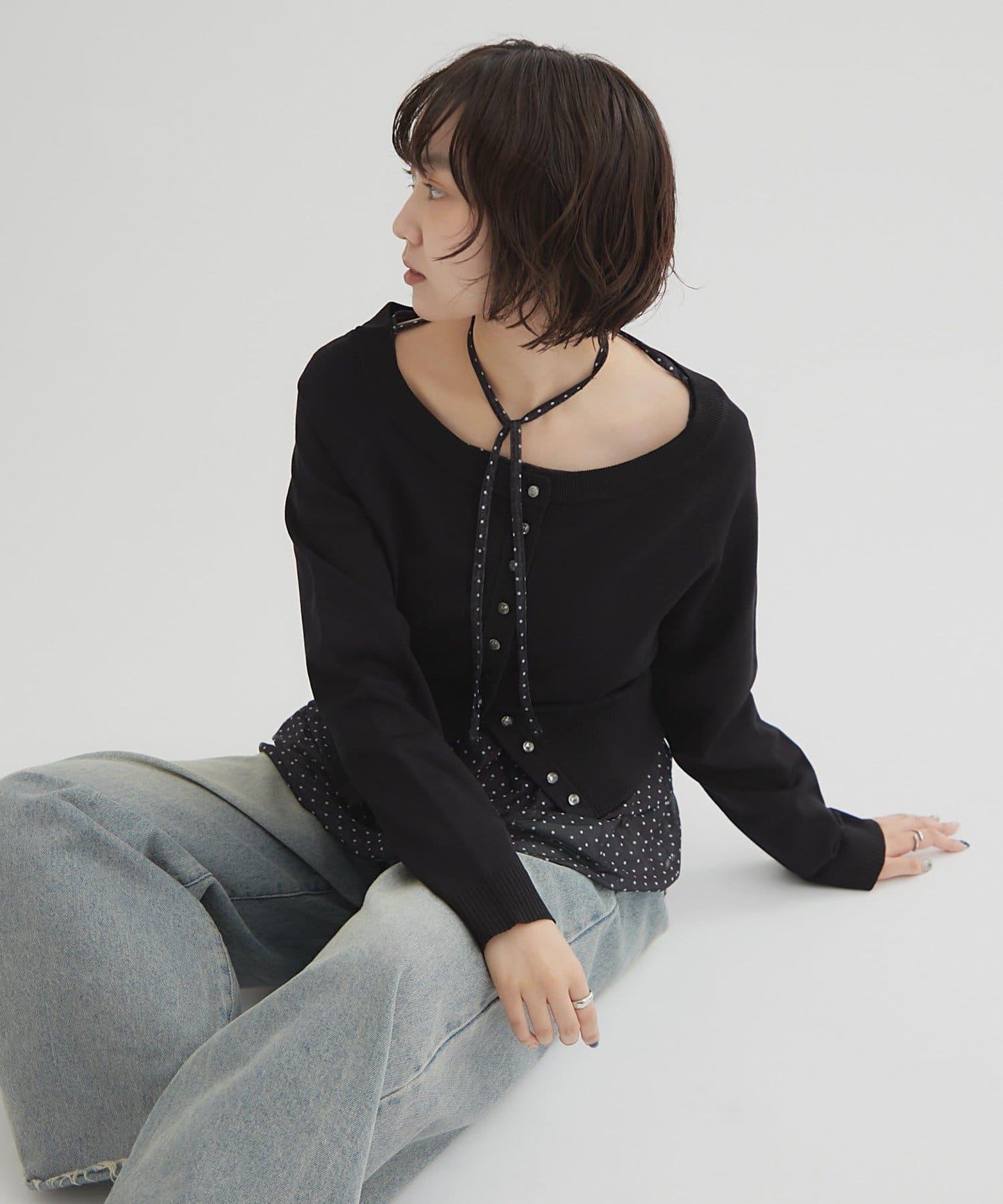 【顯瘦開衫】透明紐扣開衫