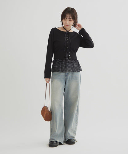 【顯瘦開衫】透明紐扣開衫