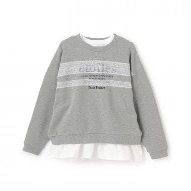 蕾絲內襯衛衣×荷葉邊T恤