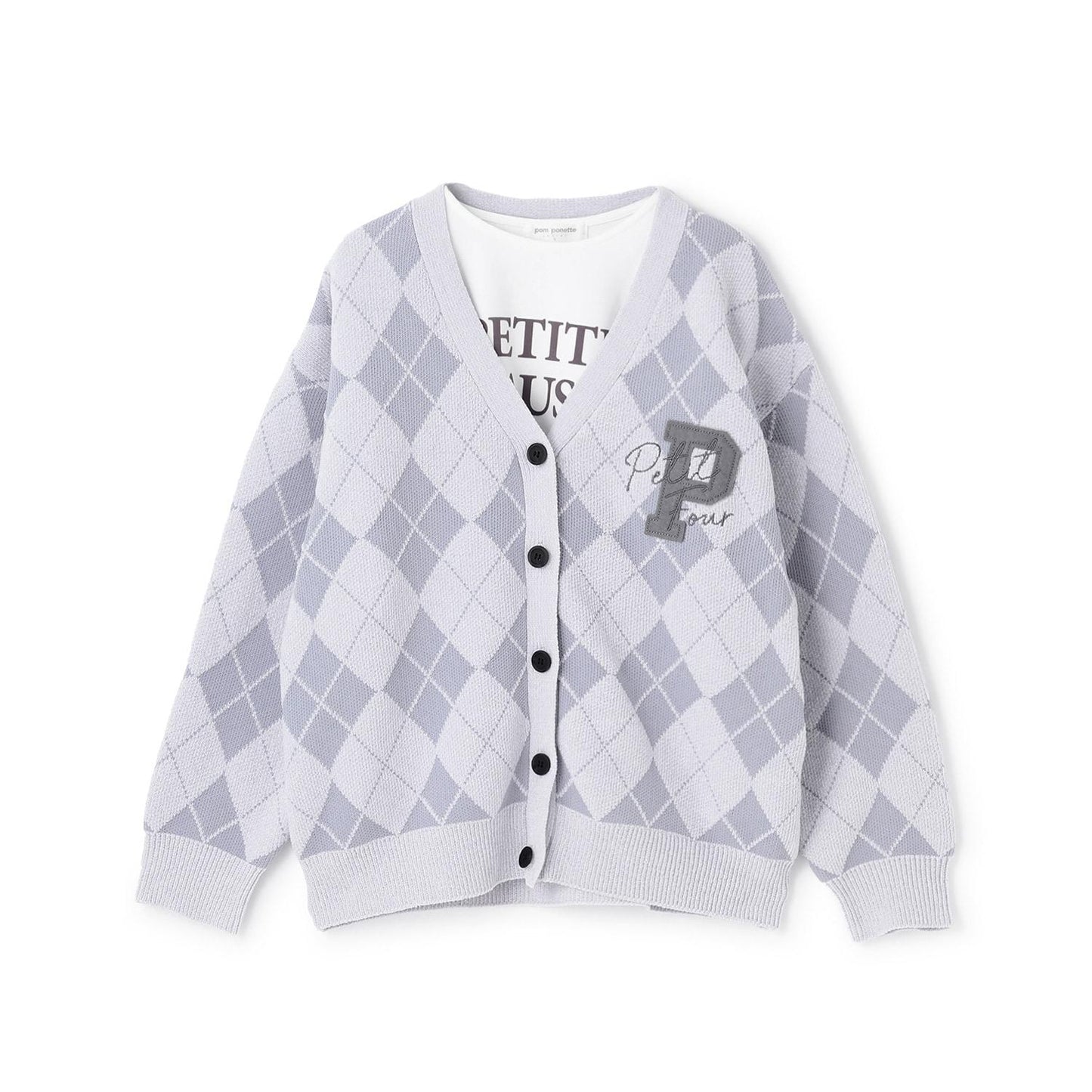 提花菱格開衫&內搭套裝