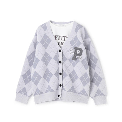 提花菱格開衫&內搭套裝