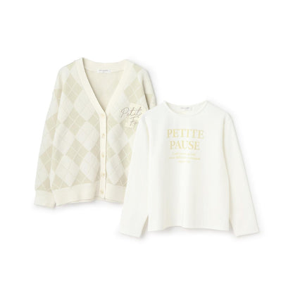 提花菱格開衫&內搭套裝