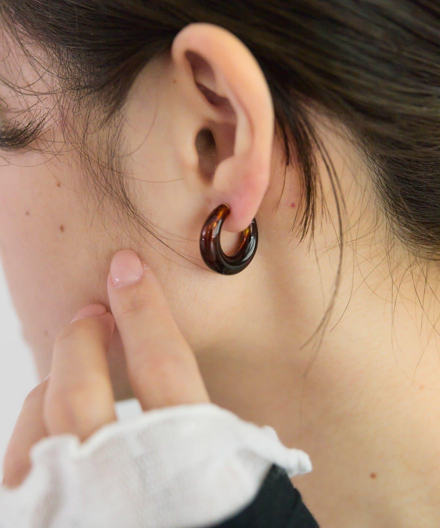 仿玳瑁圓環耳夾