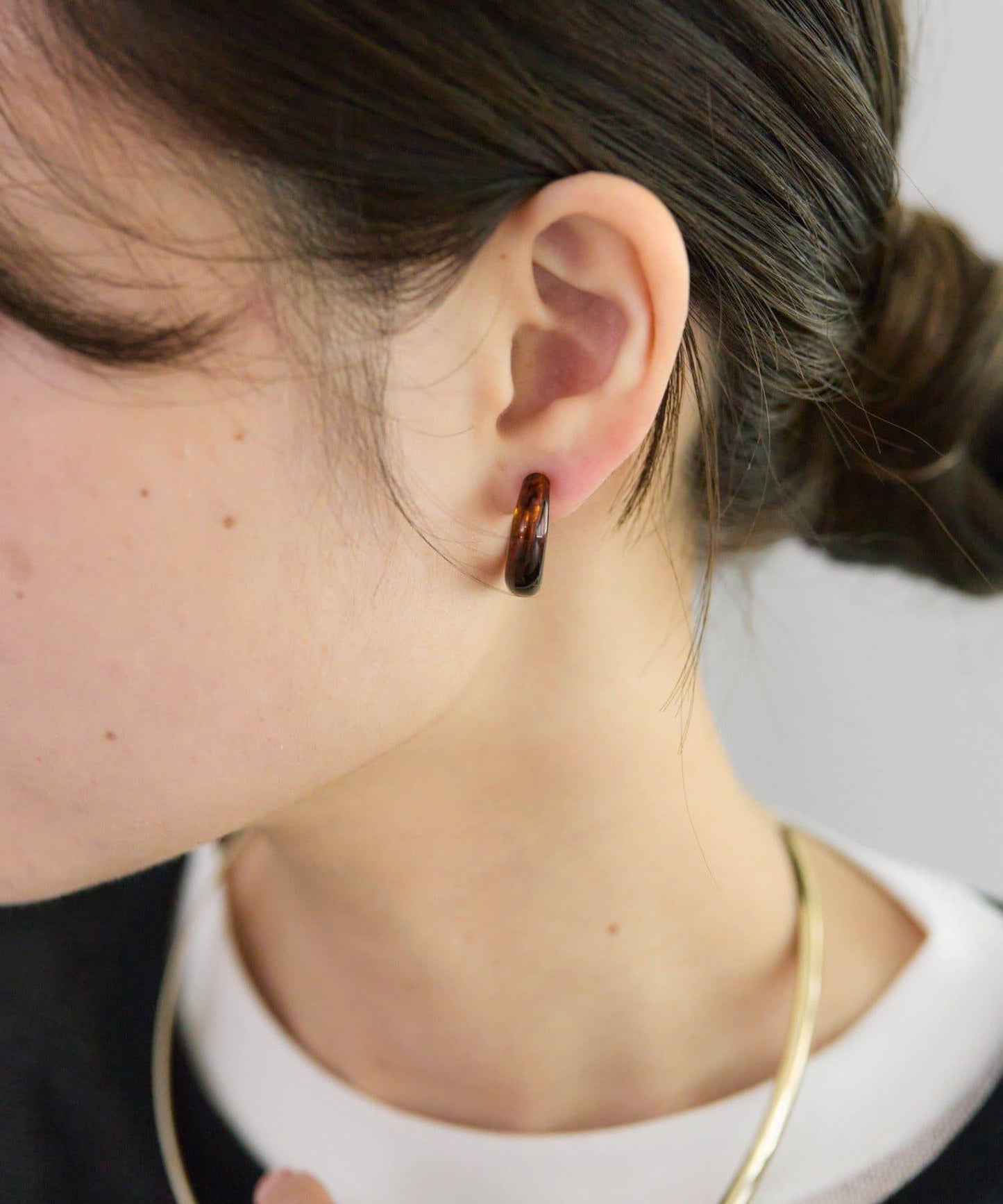 仿玳瑁圓環耳夾