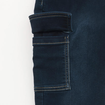 彈力牛仔工裝褲