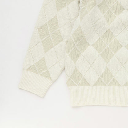 提花菱格開衫&內搭套裝