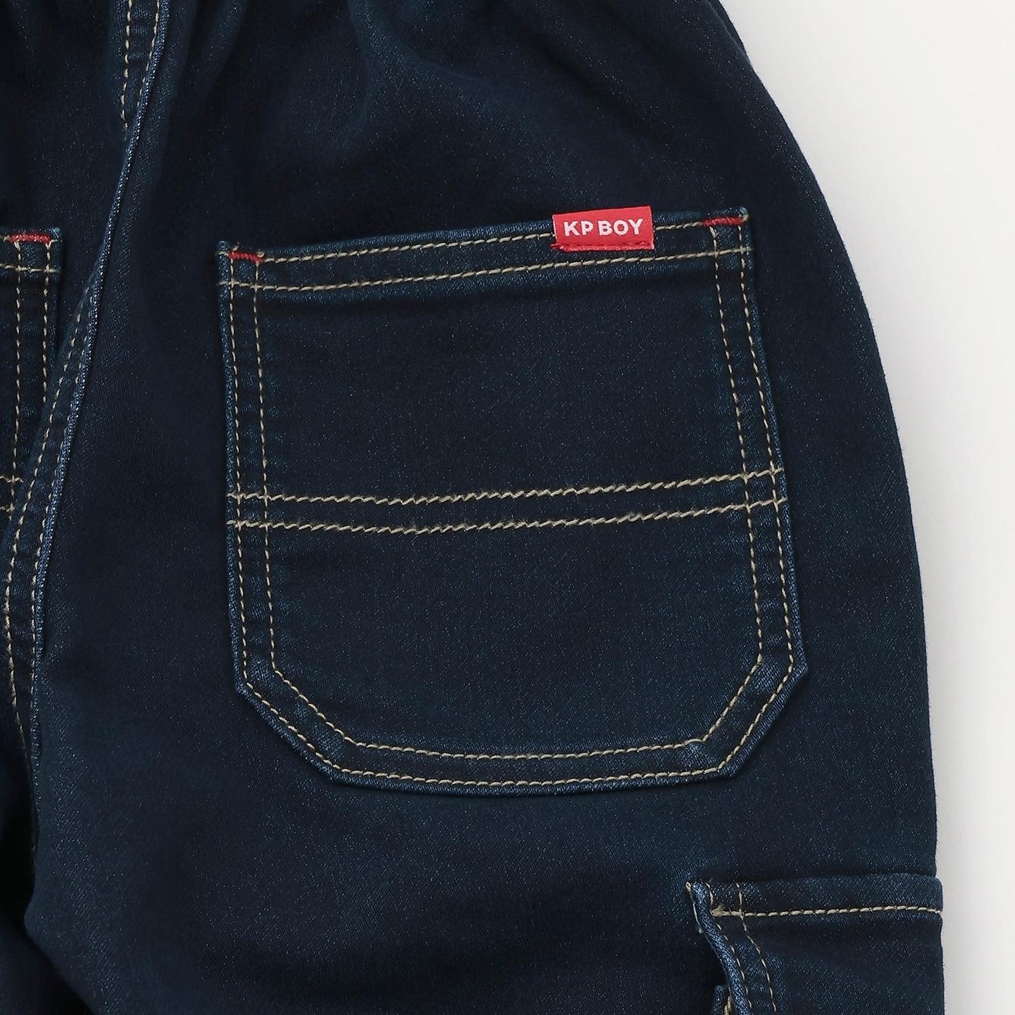 彈力牛仔工裝褲