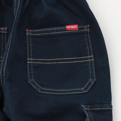 彈力牛仔工裝褲