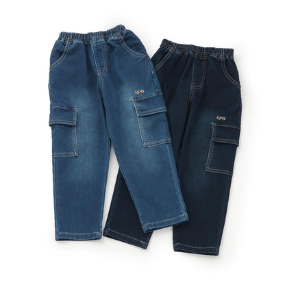 彈力牛仔工裝褲