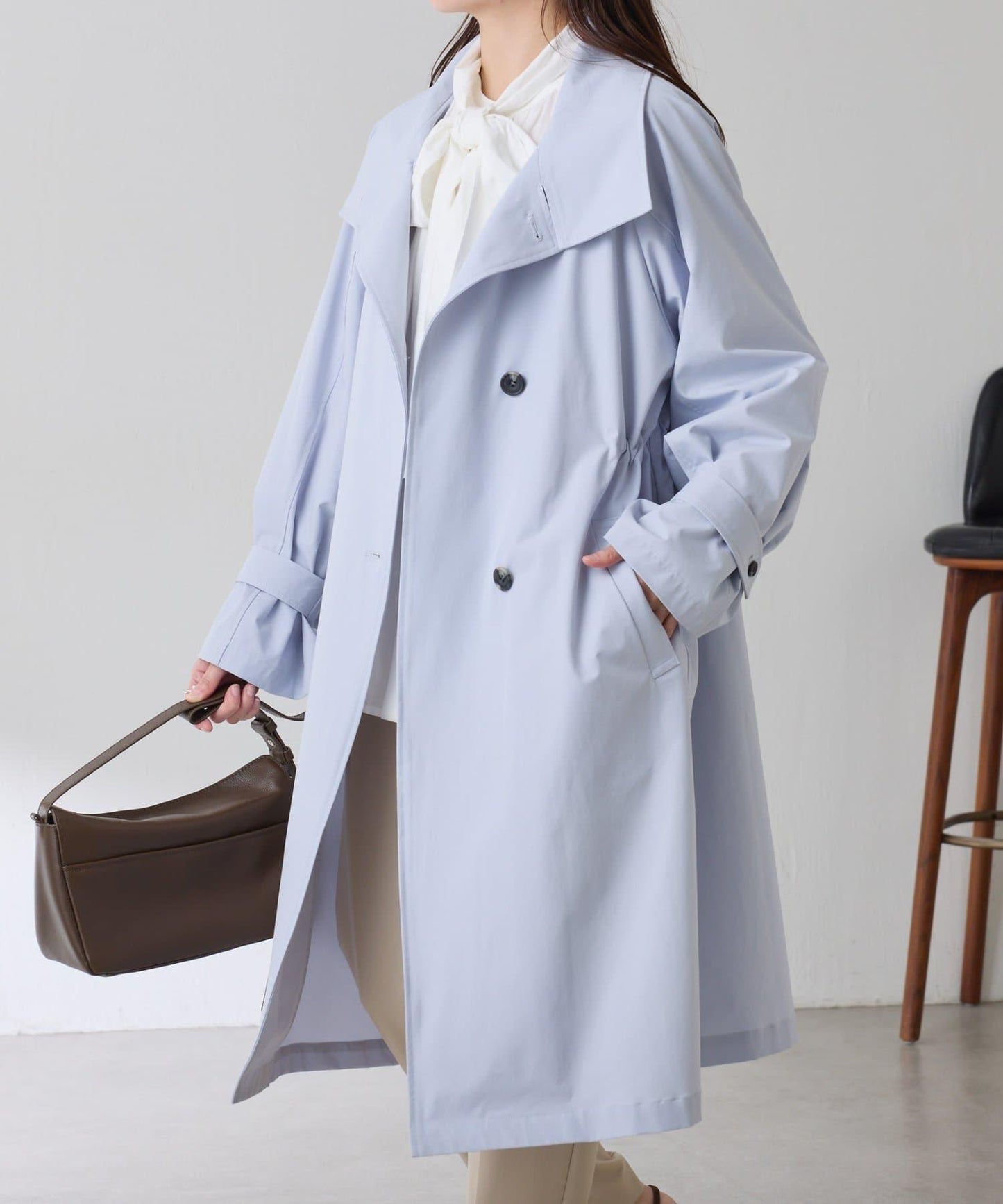 【防潑水/輕量/彈力】防潑水立領大衣