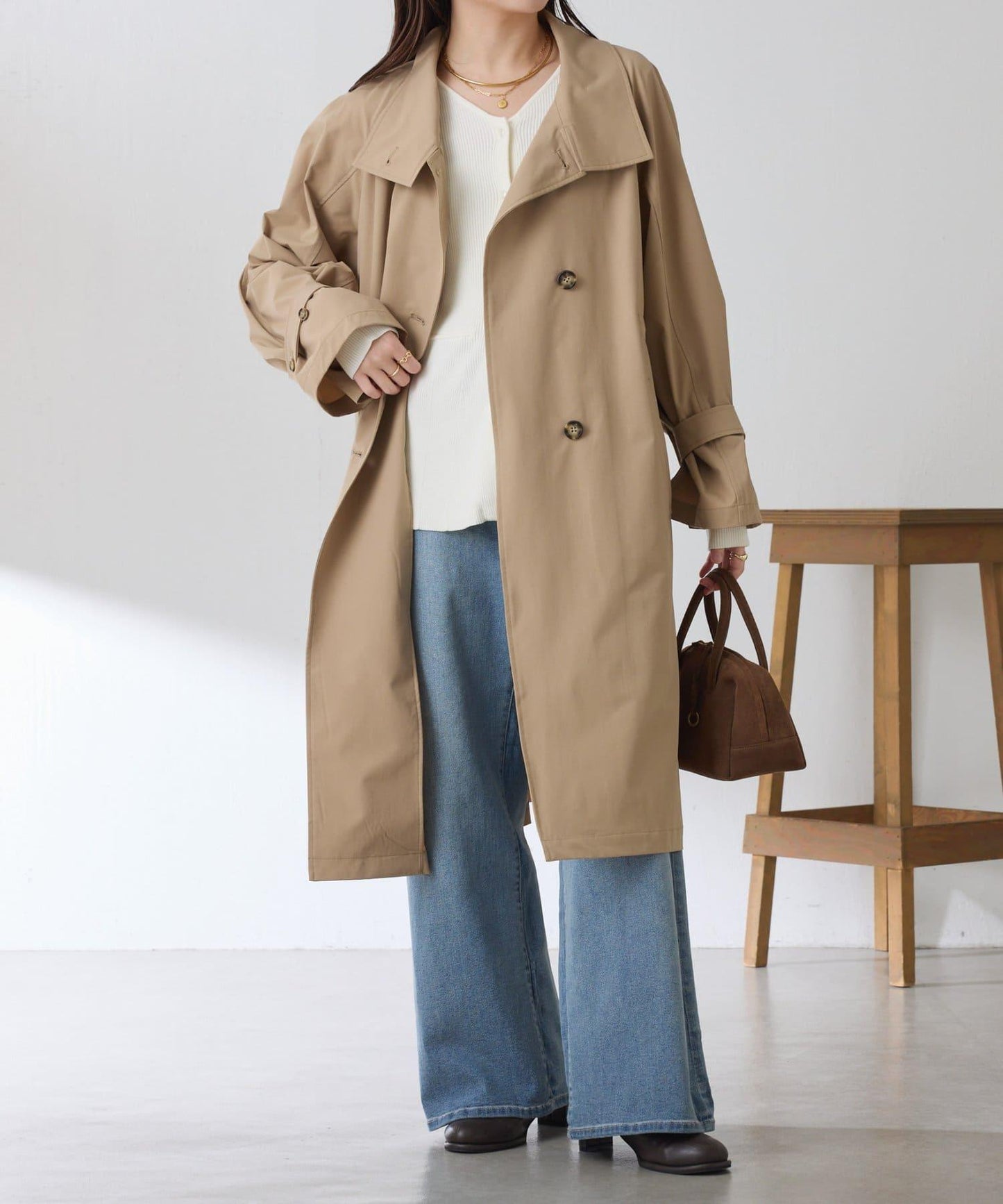 【防潑水/輕量/彈力】防潑水立領大衣