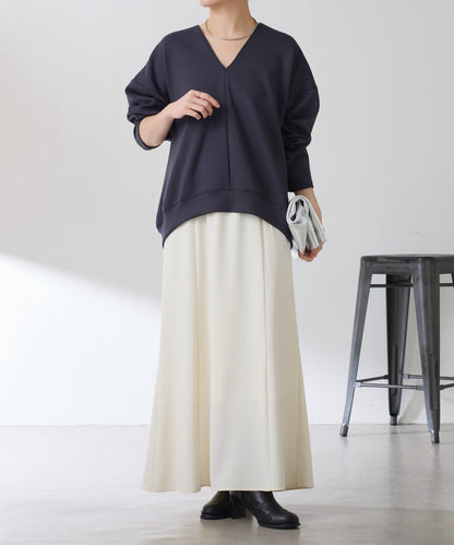 【小臉效果/彈力】V領開口套頭衫/套裝