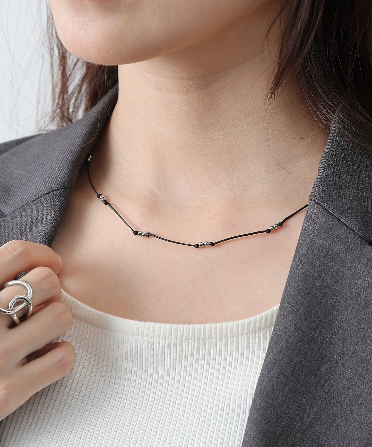 金屬光澤珍珠繩項鍊