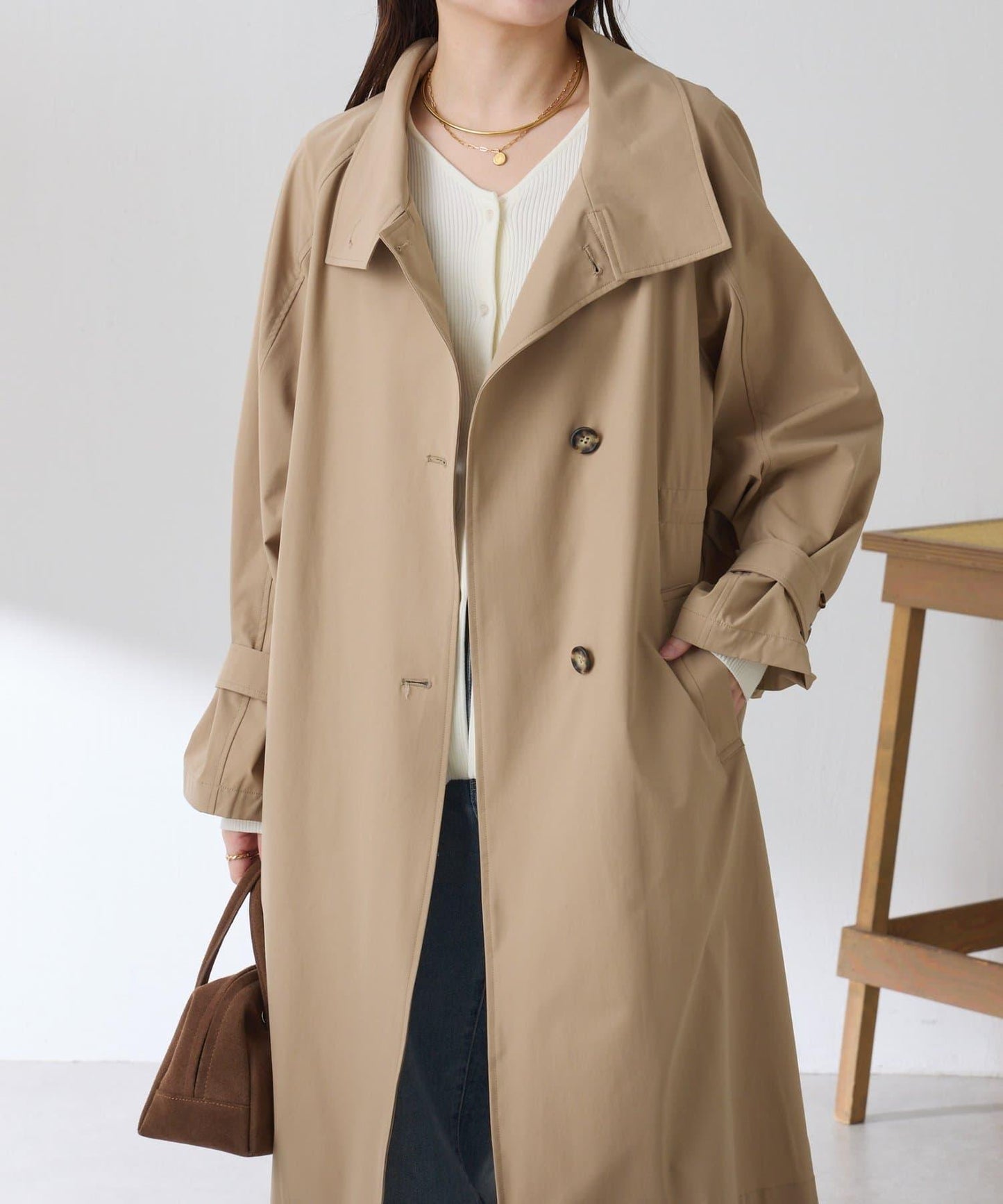 【防潑水/輕量/彈力】防潑水立領大衣