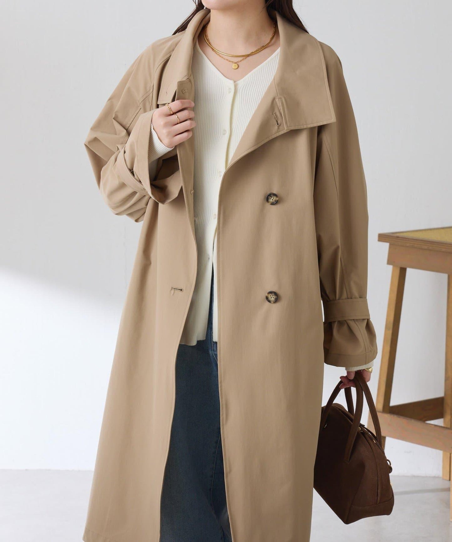 【防潑水/輕量/彈力】防潑水立領大衣