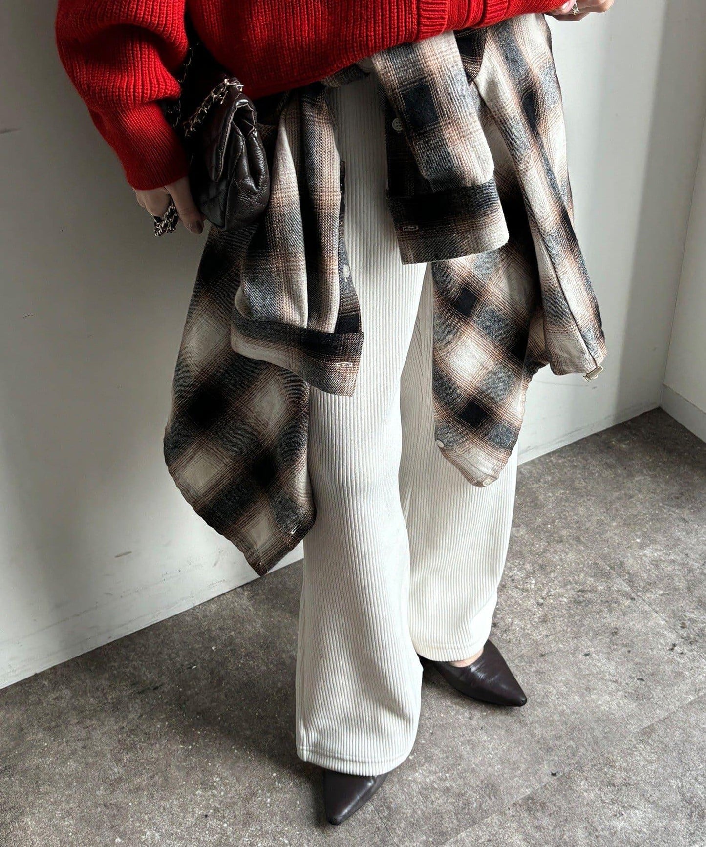 針織燈芯絨微喇休閒褲