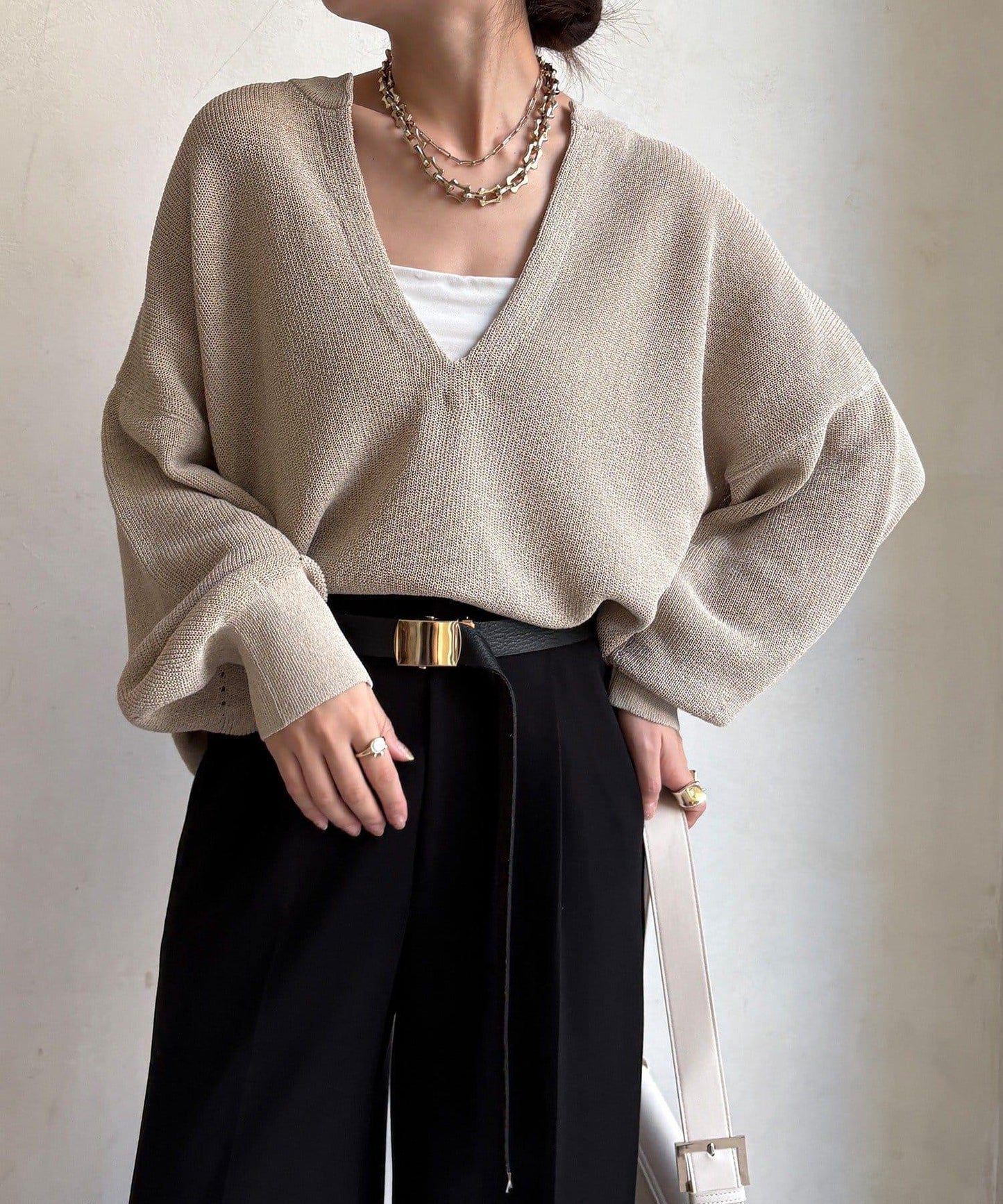 和紙質開領套頭衫