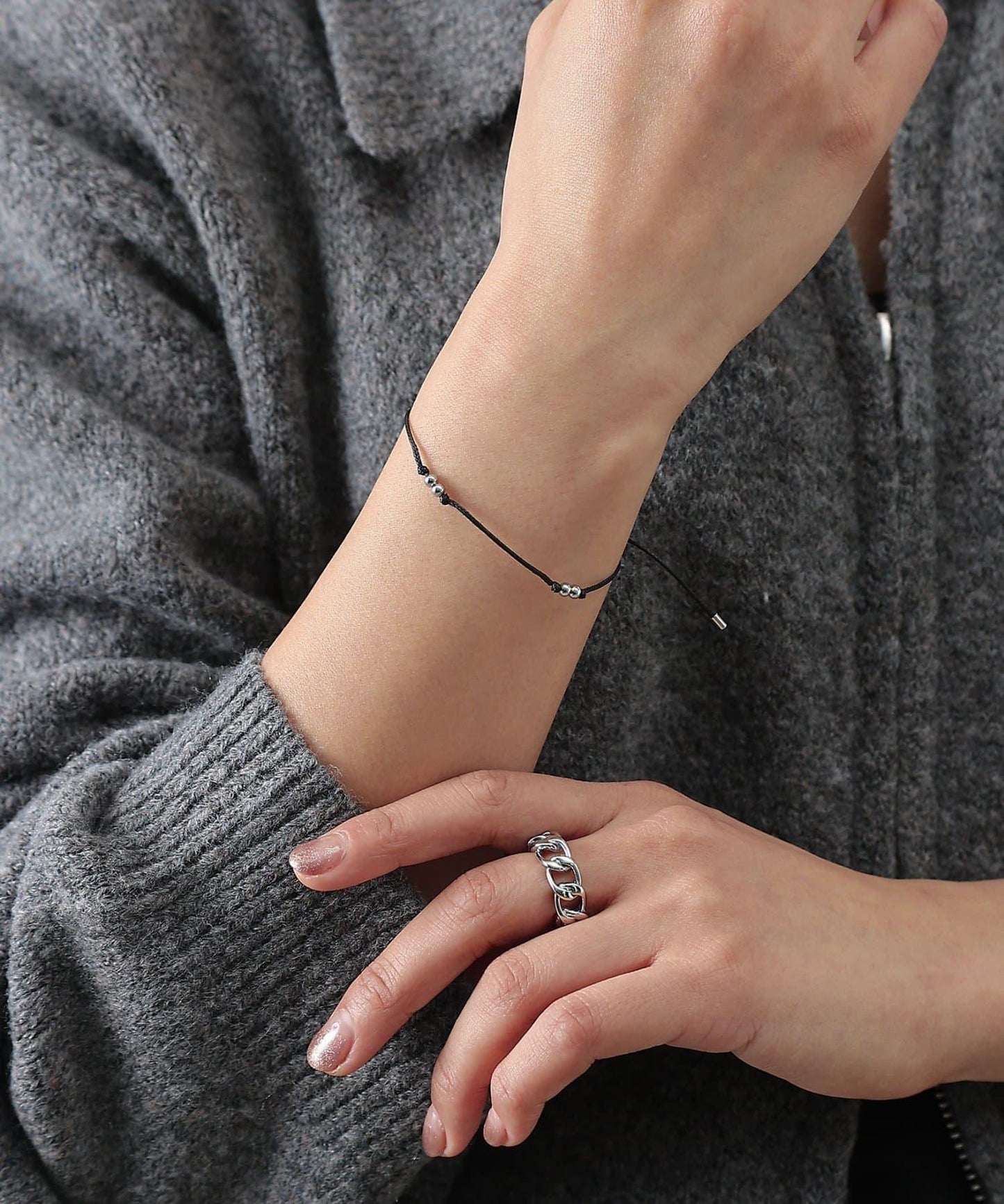 金屬光澤珍珠編織手鍊