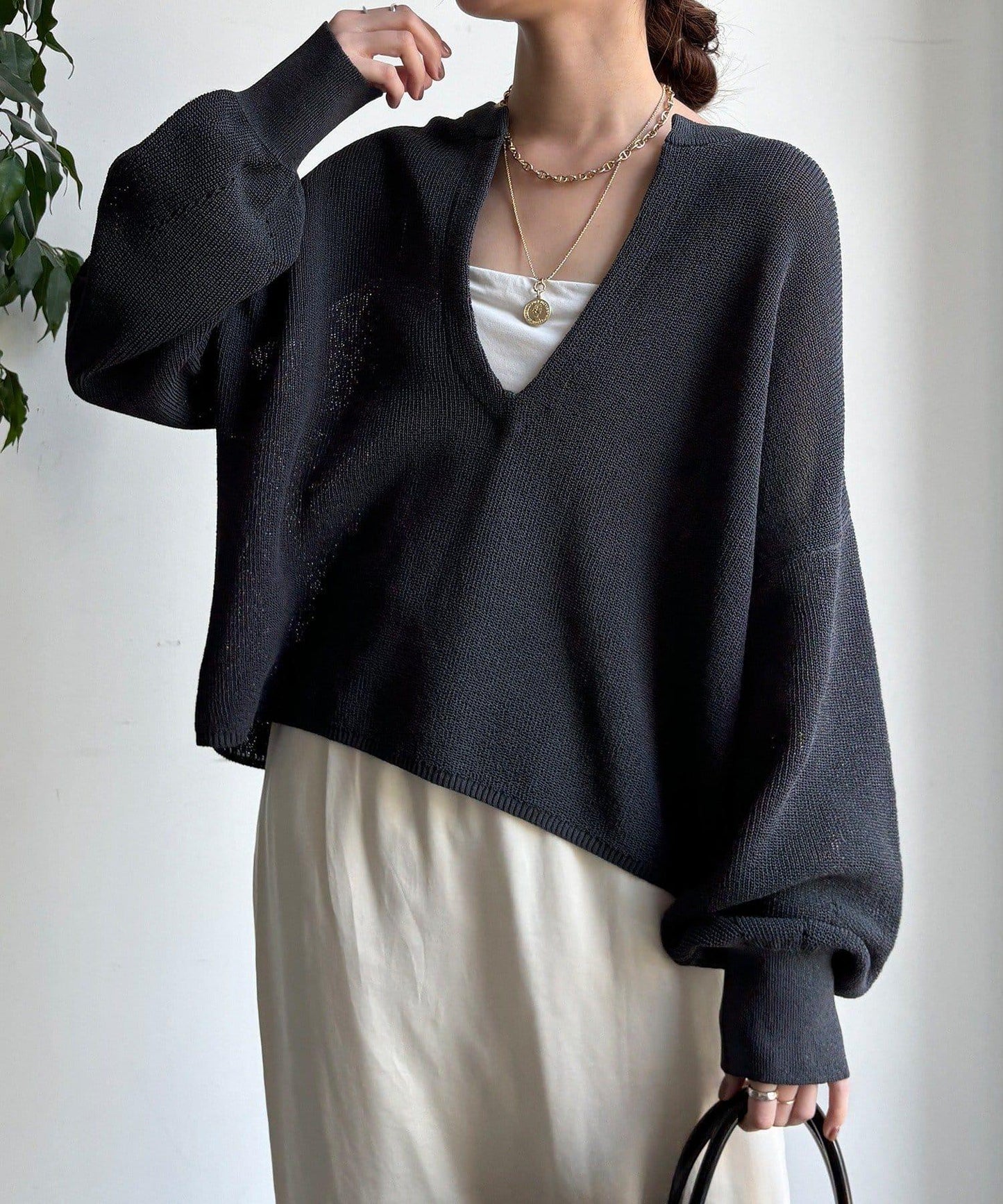 和紙質開領套頭衫