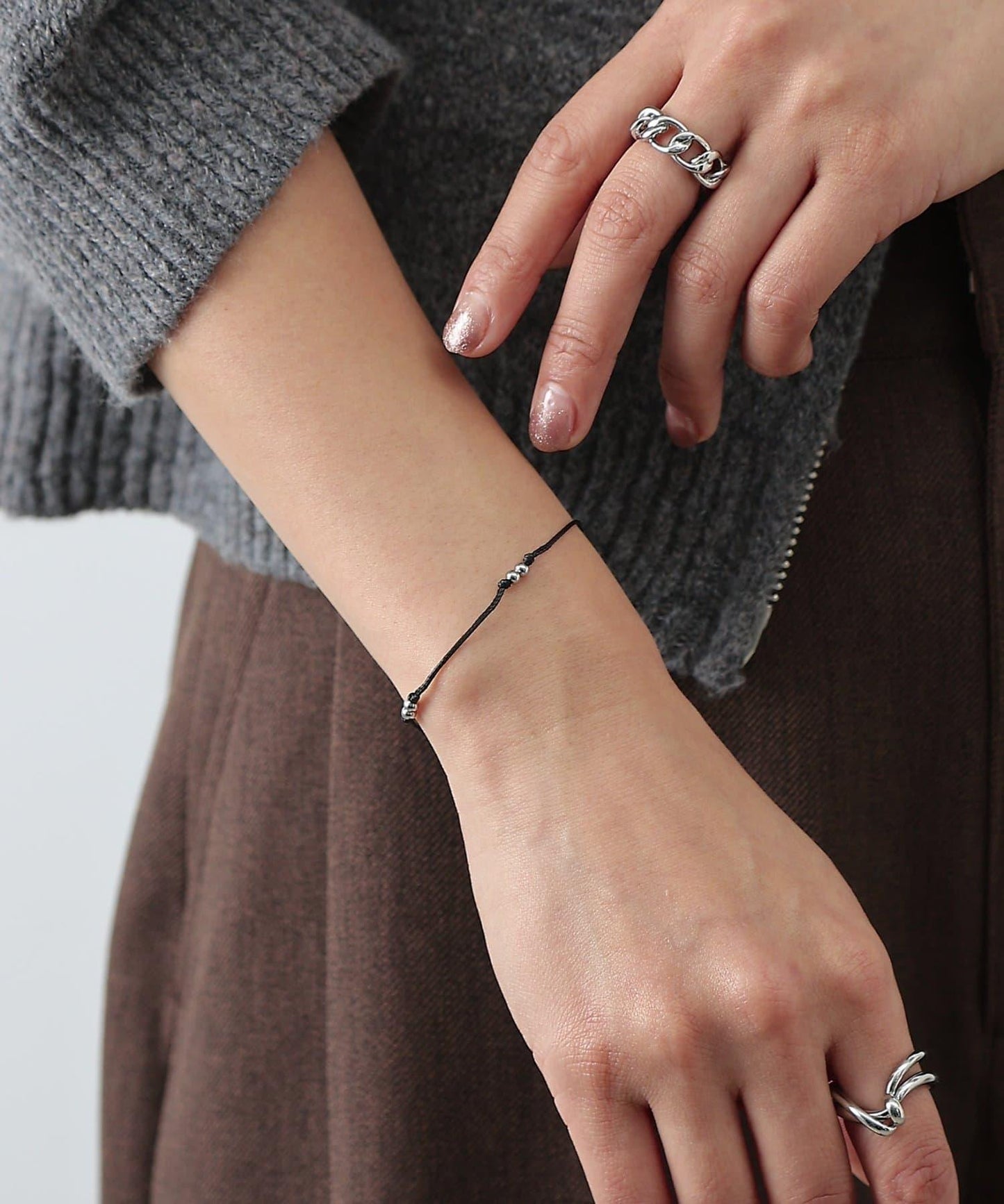 金屬光澤珍珠編織手鍊