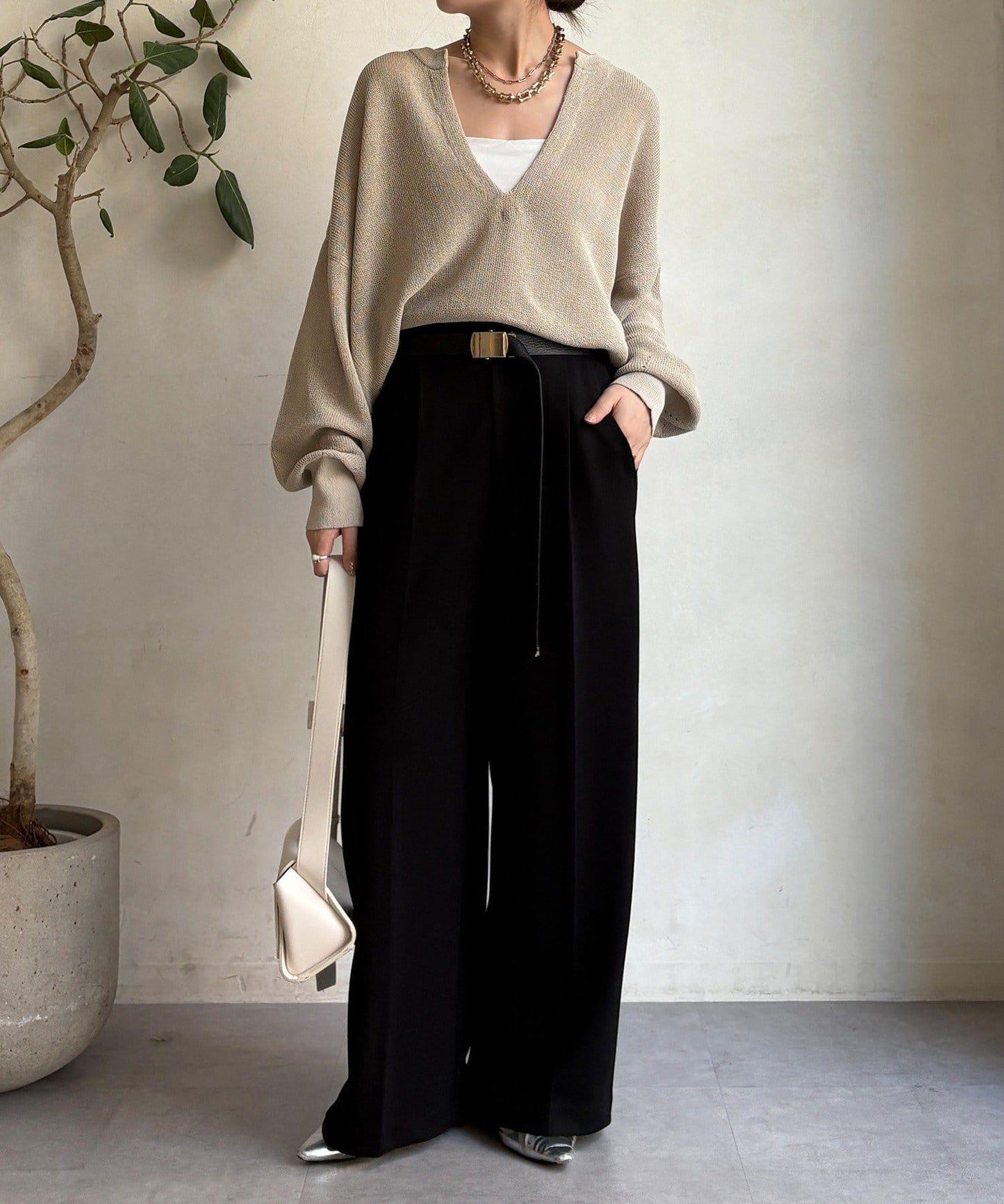 和紙質開領套頭衫