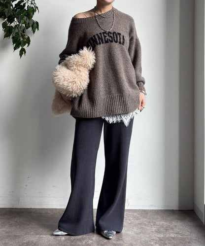 針織燈芯絨微喇休閒褲