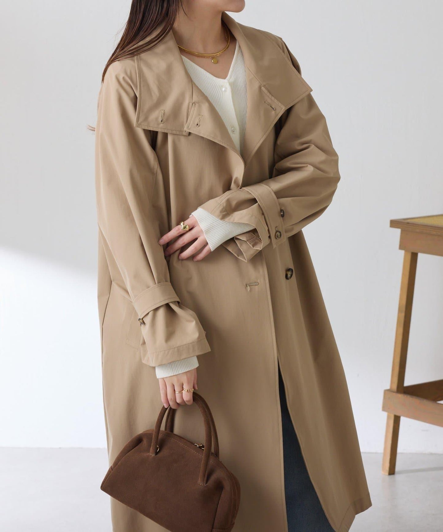 【防潑水/輕量/彈力】防潑水立領大衣