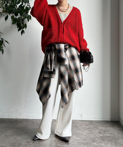 針織燈芯絨微喇休閒褲