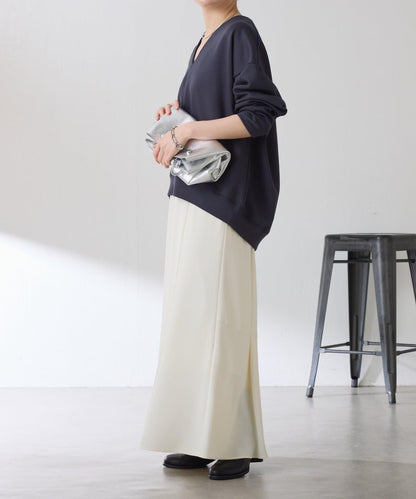 【小臉效果/彈力】V領開口套頭衫/套裝