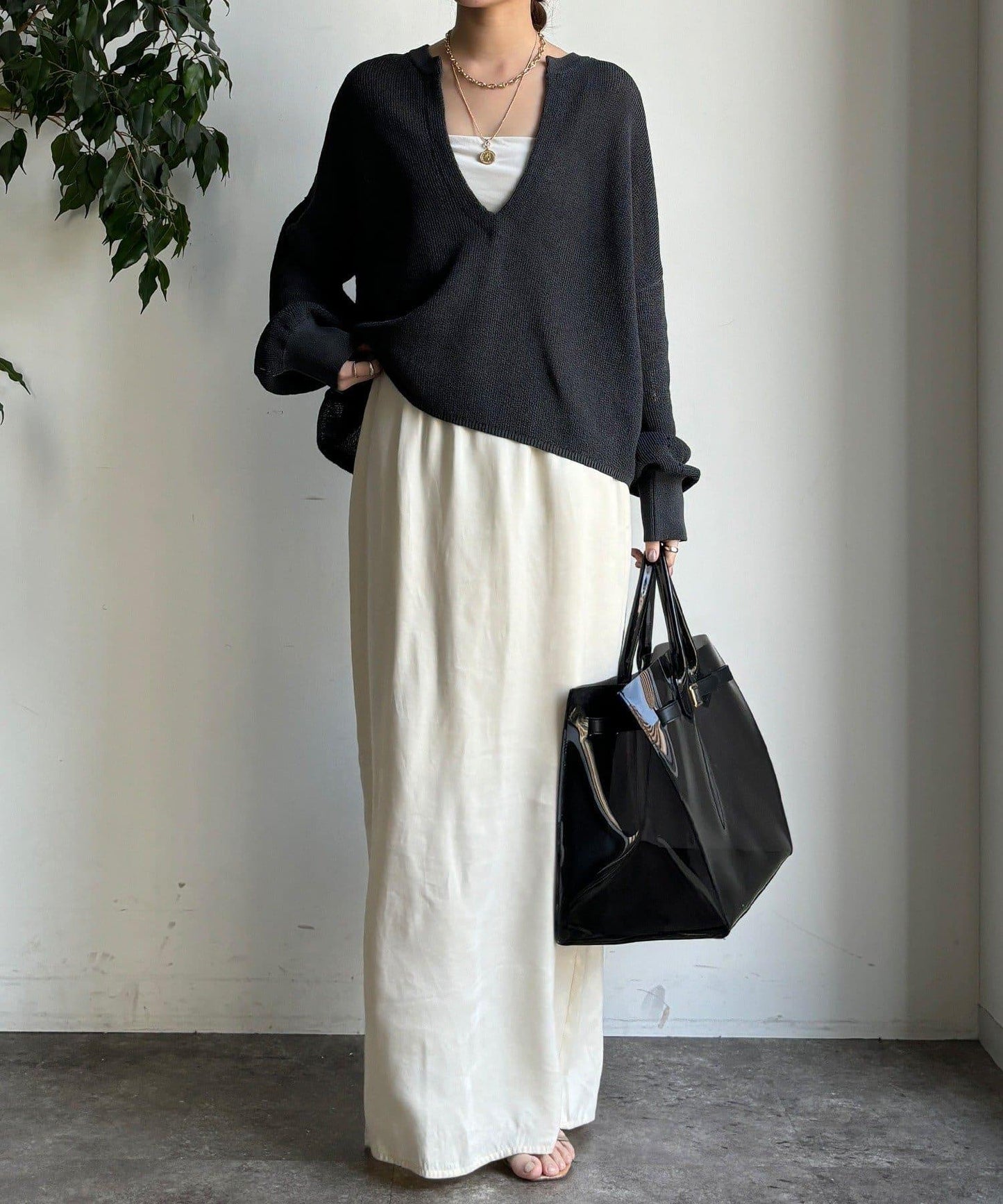 和紙質開領套頭衫